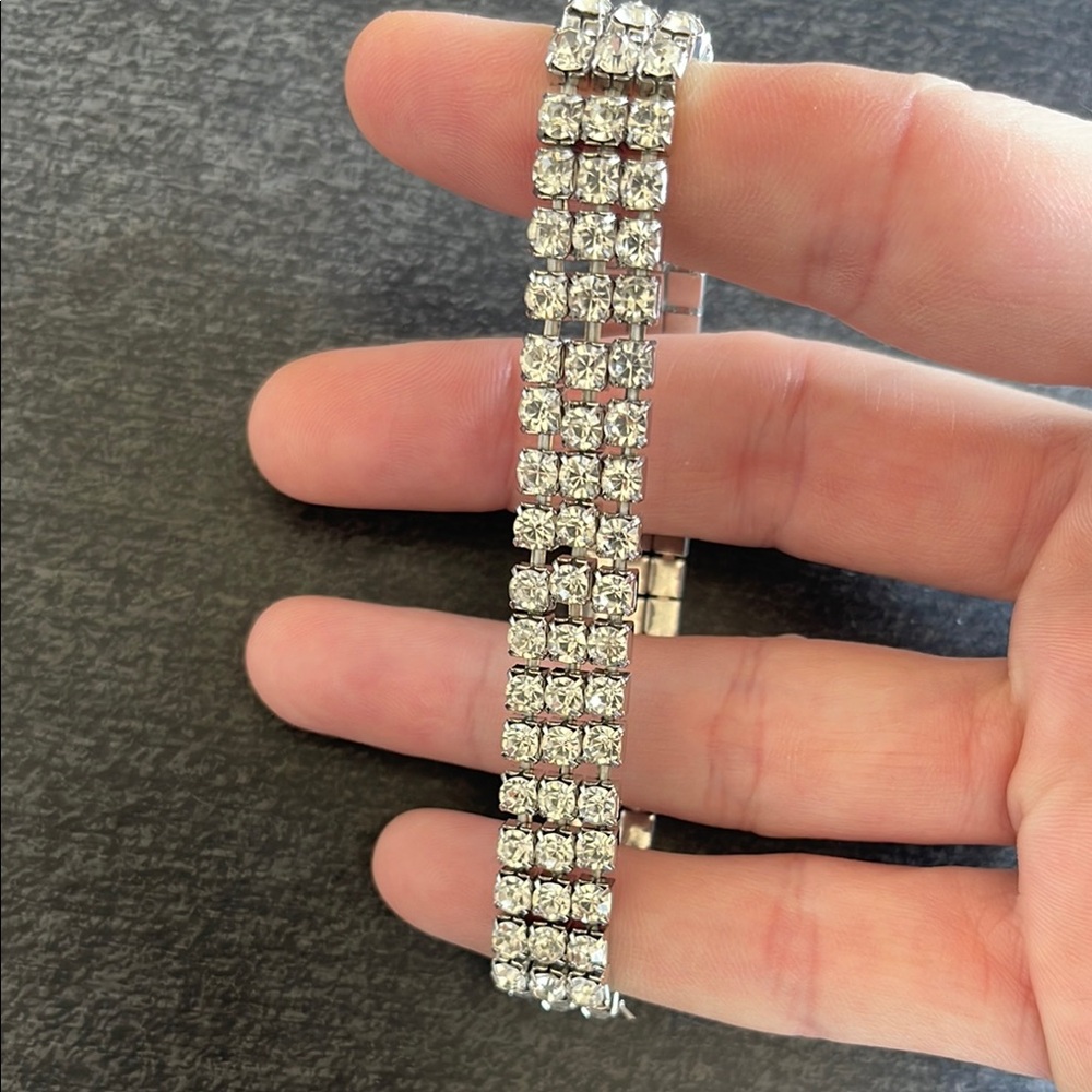 Silver Rhinestone Bracelet - Picture 6 of 8